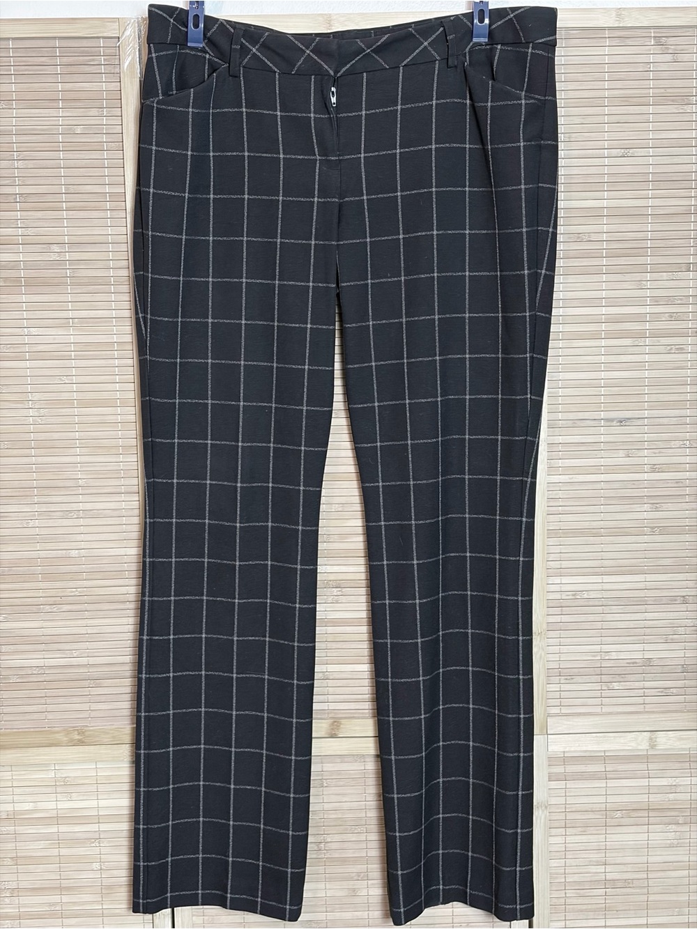 Express Black Windowpane Dress Trousers 12 (waist 36”)